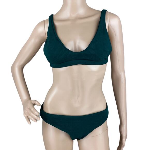 New Zaful Green 2 Piece Padded Swim Top Brazilian Thong Bottom Swimsuit US 6/M - Picture 1 of 9